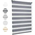 Produktbild: Sekey Doppelrollo Klemmfix ohne Bohren für Fenster Blickdicht 25x100cm Dunkelgrau
