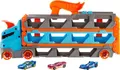 Produktbild: Hot Wheels 2-in-1 Rennbahn-Transporter mit 3 Fahrzeugen