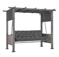 Produktbild: MCombo Hollywoodschaukel M MCombo Pergola Hollywoodschaukel mit Liegefunktion 4067, 3-Sitzer, Gartenpavillon, mit Ausziehbarem Sonnendach, Extradickem Sitzkissen