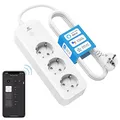 Produktbild: Eightree Smart WLAN Steckdosenleiste mit 3 AC-Anschlüsse, Smart Mehrfachsteckdose mit Stromverbrauch & Fernsteuerung, funktioniert Alexa, Google Home, SmartThings Sprachsteuerung, 16A, 1.5M