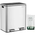 Produktbild: Mülleimer mit 2 Behältern 30L mit Pedal silbergrau