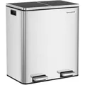 Produktbild: Songmics Mülleimer LTB60BK, silber, aus Edelstahl, 2 x 30 Liter
