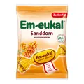 Produktbild: Em-eukal Sanddorn Hustenbonbon zuckerfrei 75g – Feines Sanddornsaft Konzentrat abgerundet mit einer fruchtigen Note Blutorange – Mit Vitamin C (1 x 75g)