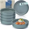 Produktbild: SÄNGER Kairo Ocean | Pastaschalen 6 teilig, 6x Nudel Schalen aus Steingut, Schüssel Set spülmaschinenfest mikrowellenfest kratzfest, Schüssel blau Pasta Teller 800 ml | VALUE COLLECTION
