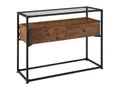 Produktbild: tectake® Konsolentisch, Industrial Style, Platte aus Sicherheitsglas, 2 große Schubladen, 101,5 x 41,5 x 80,5 cm
