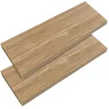 Produktbild: Casaria® 2X Wandregal Holz Eiche Regal mit Halterung 15kg Tragkraft Hängeregal Küche Wohnzimmer Flur Wand Schweberegal Bücherregal Regalbrett Schwebend 70cm