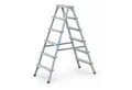 Produktbild: Zarges T-Gleiter ZARGES Stufenstehleiter Alu 2x6 Stufen 2seitig Plattform-H1400mm mPerl