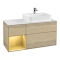 Produktbild: V&B Waschtischunterschrank Abdeckplatte Gl. wh. m Finion 120cm, Regal links Gold matt, Oak Veneer