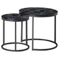 Produktbild: Beistelltisch rund 2er-Set Marmoroptik Schwarz