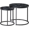 Produktbild: Mid.you Beistelltischset, Schwarz, Holzwerkstoff, 2-teilig, Marmoroptik, rund, eckig, 50x45x50 cm, Wohnzimmer, Wohnzimmertische, Beistelltische