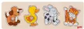 Produktbild: Gollnest & Kiesel Puzzle Goki 57866 - Steckpuzzle Hund, Ente,..., 4-teilig, Holz, 30x12cm, Puzzleteile