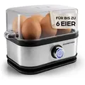 Produktbild: GOURMETmaxx Eierkocher für 6 Eier 400W Edelstahl, 400 W, mit Messbecher & Eierstecher silberfarben