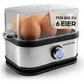 Produktbild: GOURMETmaxx Design-Eierkocher für 6 Eier mit Messbecher & Eierstecher - kompakt - Silber