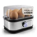 Produktbild: GOURMETmaxx Eierkocher für 6 Eier | Egg Boiler mit Eierstecher im Messbecher | Egg Cooker mit 3 Härtegraden – für jeden Eierbecher das Passende | Design Eierkocher Edelstahl, spülmaschinenfeste Teile