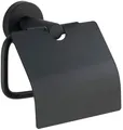 Produktbild: WENKO Toiletten Papier Rollen Halter BOSIO Black matt Edelstahl mit Deckel Bad