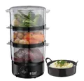 Produktbild: RUSSELL HOBBS Dampfgarer 26530-56/RH Compact Steamer Matt 7 Liter schwarz, 1500 W, Inklusive Reiskorb