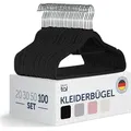 Produktbild: Blumtal 100 Stück Kleiderbügel Platzsparend mit Samtbezug - rutschfeste Premium Bügel inkl. Krawattenhalter, 360° drehbar, Schwarz - Schwarz