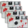 Produktbild: 4X 1A PHOTO PORST TopShot Flying Hearts Einwegkamera Edition Fliegende Herzen (27 Fotos, Blitz, 4-er Pack)