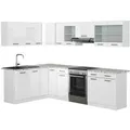 Produktbild: Vicco Rick Eckküche Weiß/Weiß Hochglanz 267 x 167 cm AP MarmorRick ohne E-Geräte
