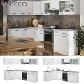 Produktbild: Eckküche Küchenblock Einbauküche Rick Weiß Hochglanz 270 cm modern Küchen Vicco