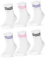 Produktbild: Occulto Damen Retro Tennis Socken 6er Pack (Modell: Serena), Sport Socken Weiß Pink 35-38