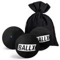 Produktbild: BallX® Squash Bälle Blauer Punkt XS2000 [3ER Set] - Squashbälle extra Schnell für Anfänger - Ball mit Wettkampfgröße - Langlebige Squashspiel Bälle mit Baumwollsäckchen - Squashball Set - Squash Ball