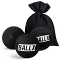 Produktbild: BallX 3x Squash Bälle Blauer Punkt (Schnell) - Anfängerbälle in Schwarz - XS2000
