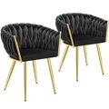 Produktbild: Set Esszimmerstuhl Astano Samt, Knotendesign schwarz/gold B-Ware