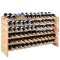 Produktbild: COSTWAY Weinregal Holz stapelbar, Flaschenregal für 72 Flaschen, Weinständer mit 6 Ebenen, Holzregal, Flaschenständer für Küche, Esszimmer, Bar, Keller, 119 x 29 x 72 cm