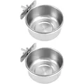 Produktbild: Vogel Futternapf Edelstahl 2er-Set zum Einhängen für Papageien, Hamster, Meer...