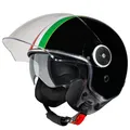 Produktbild: VINZ Neiva Jethelm mit Doppelvisier | Roller Helm mit Italienische Flagge & mit Sonnenblende | In Gr. XS-XXL | ECE 22.06 Zertifiziert | Motorradhelm mit Visier | Viele Farben Erhältlich - Schwarz