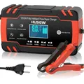 Produktbild: HUSGW 12V/24V 8A Ladegerät für Auto, Motorrad, LKW - Automatische Abschaltung