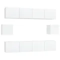 Produktbild: vidaXL TV Schrank Set 6-TLG. Wohnwand Schrankwand Anbauwand Hängeschrank Lowboard TV Möbel Fernsehschrank Wandschrank HiFi-Schrank Weiß Holzwerkstoff