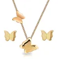 Produktbild: meberg Karma NH10299592 Schmuckset Schmetterling Damen Edelstahl Gold Halskette 42 cm Karabinerverschluss Anhänger Ohrstecker eleganter Schmuck