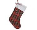 Produktbild: Weihnachtsstrumpf 19,5x1x25cm 1 Stück - zum Aufhängen & Befüllen - wiederverwendbarer Nikolausstrumpf - Auswahl Briefpapier Varzi Seit 1956 Strumpf Epiphany Schottisches Muster 25 cm - Rot Grün