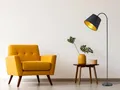 Produktbild: Moderne Wohnzimmer Stehlampe gebogen mit Lampenschirm Schwarz Gold, Höhe 156cm