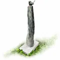 Produktbild: Yerd Gartendeko Figur: Bronzefigur Garten, Vogel auf Schiefer-Stein mit eingrabbarem Beton-Standfuß, original Rottenecker Objekt (Vogel6cm)
