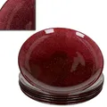 Produktbild: MamboCat 6er Set Suez Kuchenteller I Ø21,2cm I Dunkelroter Dessertteller aus Glas mit Relief & Glitzereffekt für 6 Personen I für Frühstück, Salat & Co. I Weihnachtsgeschirr