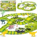 Produktbild: Kinderplay Dino Rennbahn Auto Spielzeug – 360cm Rennstrecke mit 240 Teilen, Dinosaurier Spielset mit Brücken, Tunneln & Auto – Geschenk für Kinder ab 3 Jahren