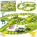 Produktbild: Dinosaurier Rennstrecke 360cm, 240 Teile, Spielzeugauto, Tunnel, Brücken
