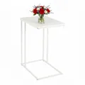 Produktbild: Relaxdays Beistelltisch, HxBxT: 64 x 50 x 35 cm, MDF, Eisen, C-Form, Sofatisch zum Unterschieben, Wohnzimmer, weiß
