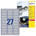 Produktbild: AVERY Zweckform L6011-8 Typenschild Folienetiketten (216 Aufkleber, 63,5x29,6mm auf A4, stark selbstklebend, strapazierfähig, wetterfest, bedruckbare Klebefolie, blanko) 8 Blatt, silber