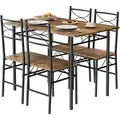 Produktbild: WOLTU Esstisch mit 4 Stühlen, Essgruppe Set für 4 Personen, mit Metallgestell, MDF : Vintagebraun Farbe: Vintagebraun - Schwarz/Weiß/Silber