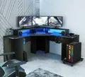 Produktbild: Eck Computertisch TEZAUR 222B Gaming Tisch LED Beleuchtung von Forte