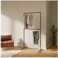 Produktbild: pamo. design Kleiderständer offener Kleiderschrank LAS, freistehender Garderobenständer, (Kleiderstange ohne Bohren), Stummer Diener ohne Bohren, stabil & schnell montierbar schwarz 99 cm x 194 cm x 60 cm