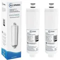 Produktbild: AllSpares Wasserfilter (2x) für Kühlschrank geeignet für Bosch Siemens Neff - Silber/Schwarz