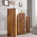 Produktbild: Design Dekoration Säule 3er Set MAKASSAR 80cm Sheesham Stone Finish Handmade