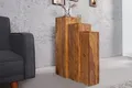 Produktbild: 3er Set Beistelltische Säulen massives Holz dekorativ eckig Ablage Wohnzimmer Fl