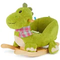 Produktbild: Bieco Plüsch Schaukeltier Dino | Kinder Schaukelstuhl mit Sicherheitsgurt | Schaukel Kleinkind | Schaukeltier Baby Zimmer | Baby Schaukelwippe ab 9 Monate | Schaukelpferd Holz