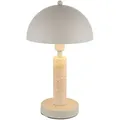 Produktbild: Tischleuchte Beistellleuchte Textil sandfarben Tischlampe Wohnzimmerlampe Travertine Stein, Metall, 1x E14 Fassung, DxH 20x34 cm
